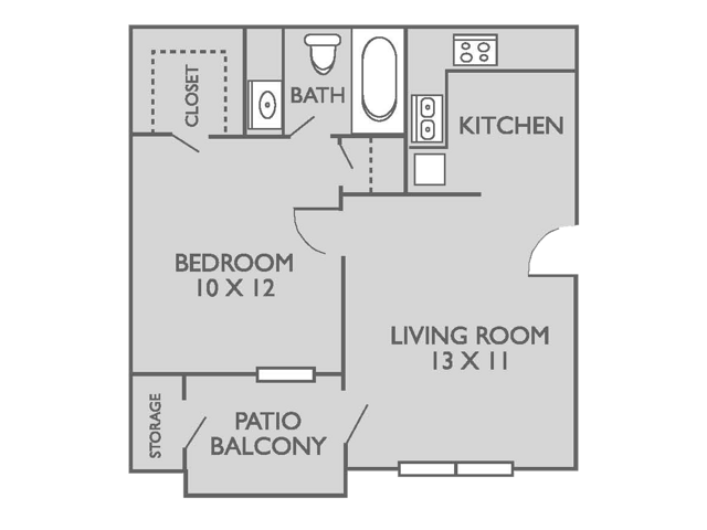 1 Bed, 1 Bath A 1612 floor plan